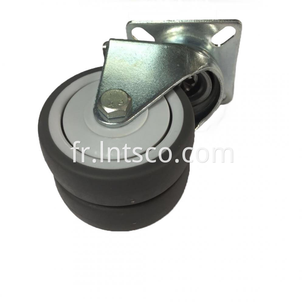 Flat Plate Dual-wheel Swivel Casters with TPR Wheels